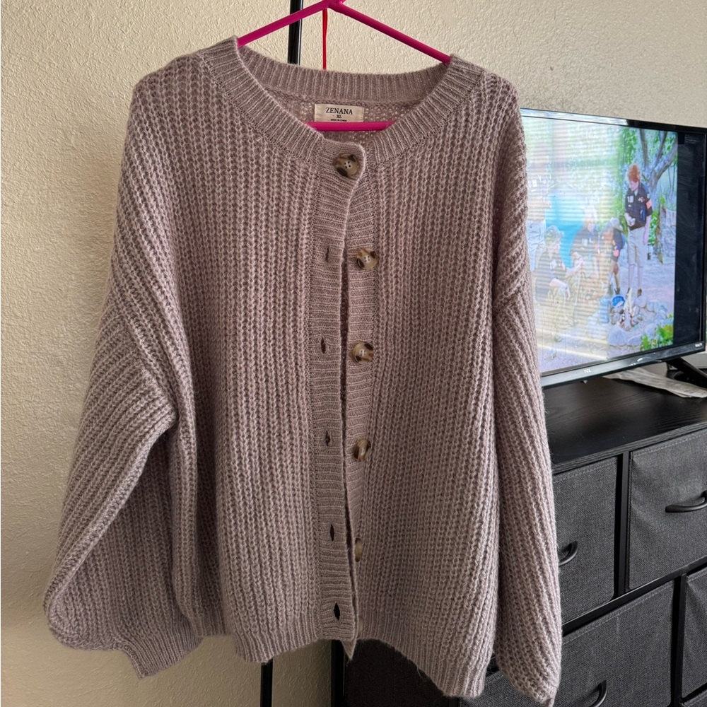 Zenana Women's Taupe Cardigan Sweater
